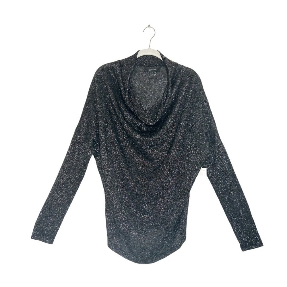 Karen Kane Cowl Neck Metallic Stretch Knit Sweater in Black - Sz S - NWT
